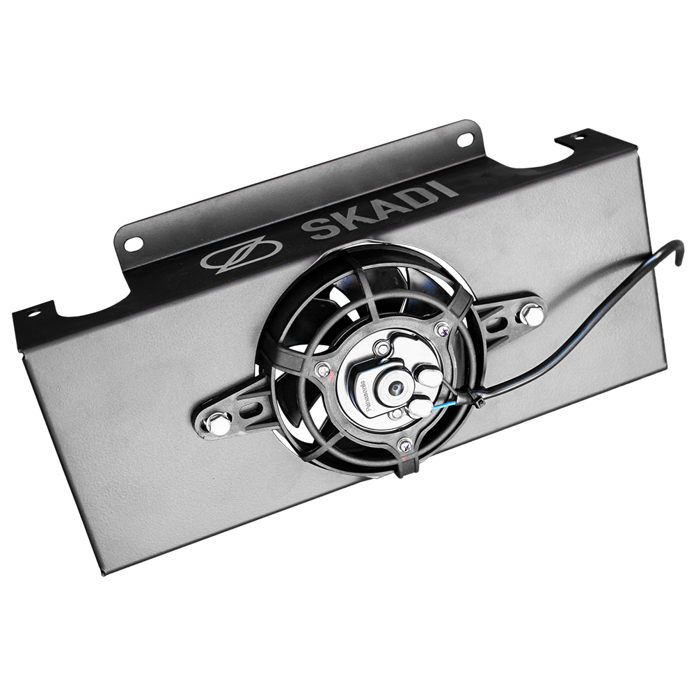 16-Row Mocal-Style Oil Cooler Dual-Fan Shroud, Black | SKADI