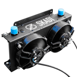 19-Row Mocal-Style Oil Cooler Dual-Fan Shroud, Black | SKADI