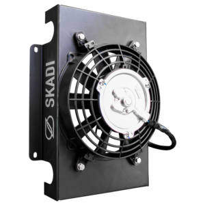25-Row Mocal-Style Oil Cooler Dual-Fan Shroud, Black | SKADI