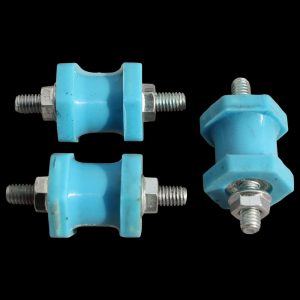 3 × M6 Rubber Anti-Vibration Mounts with Flanged Nuts, Blue | SKADI