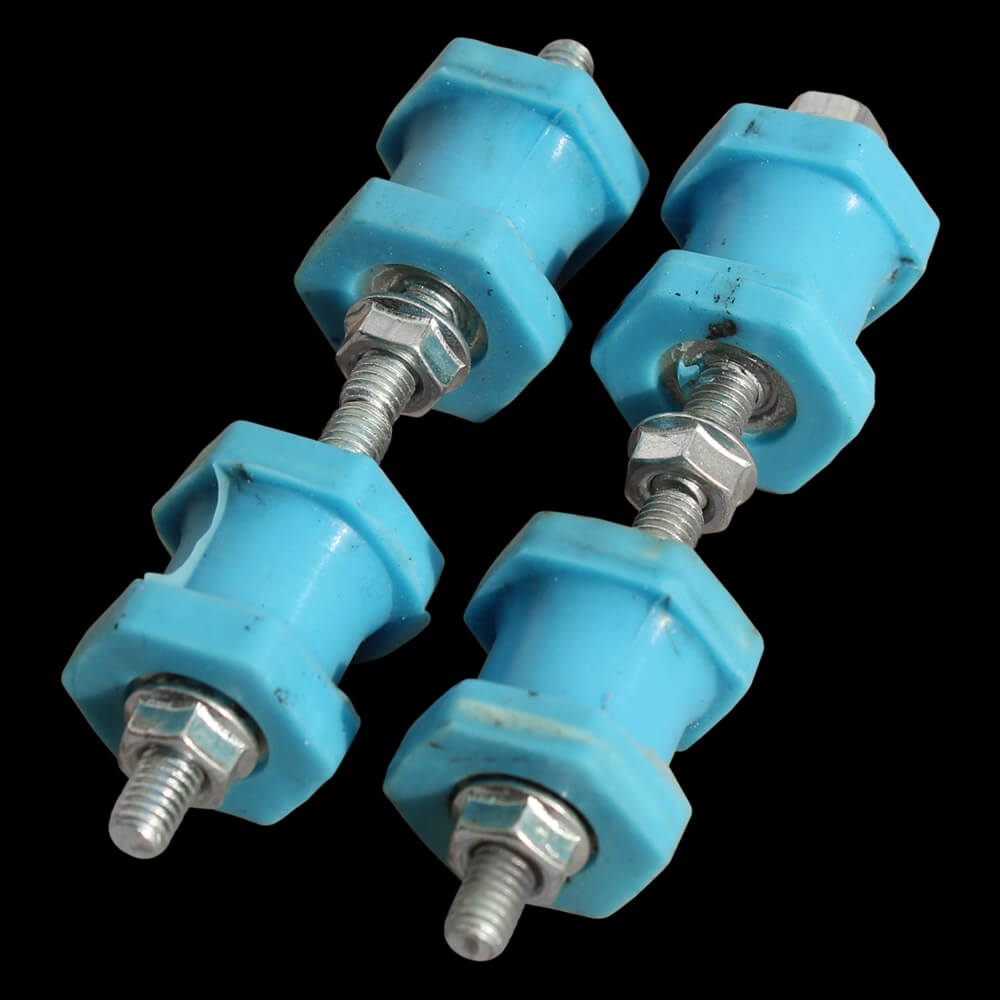 4 × M6 Rubber Anti-Vibration Mounts with Flanged Nuts, Blue | SKADI